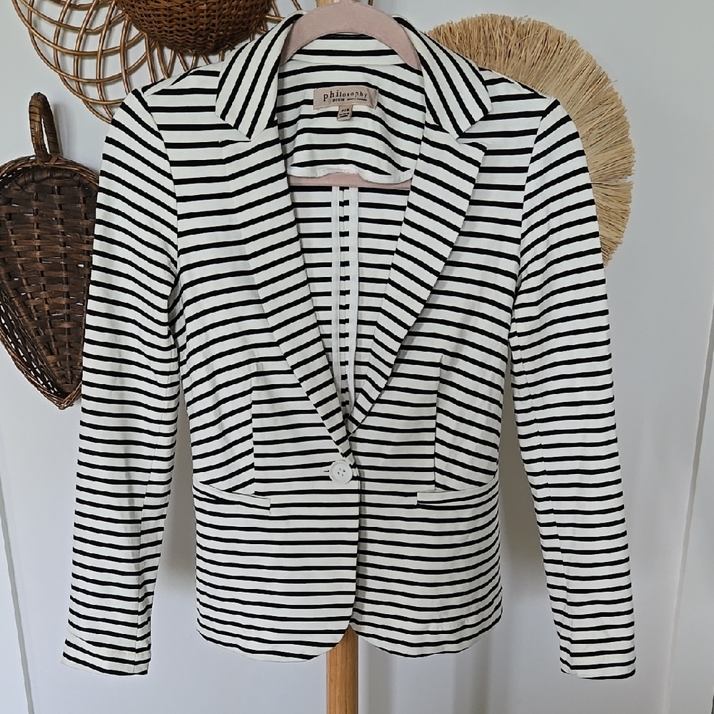 NWOT Philosophy Black and White Striped Women's Blazer